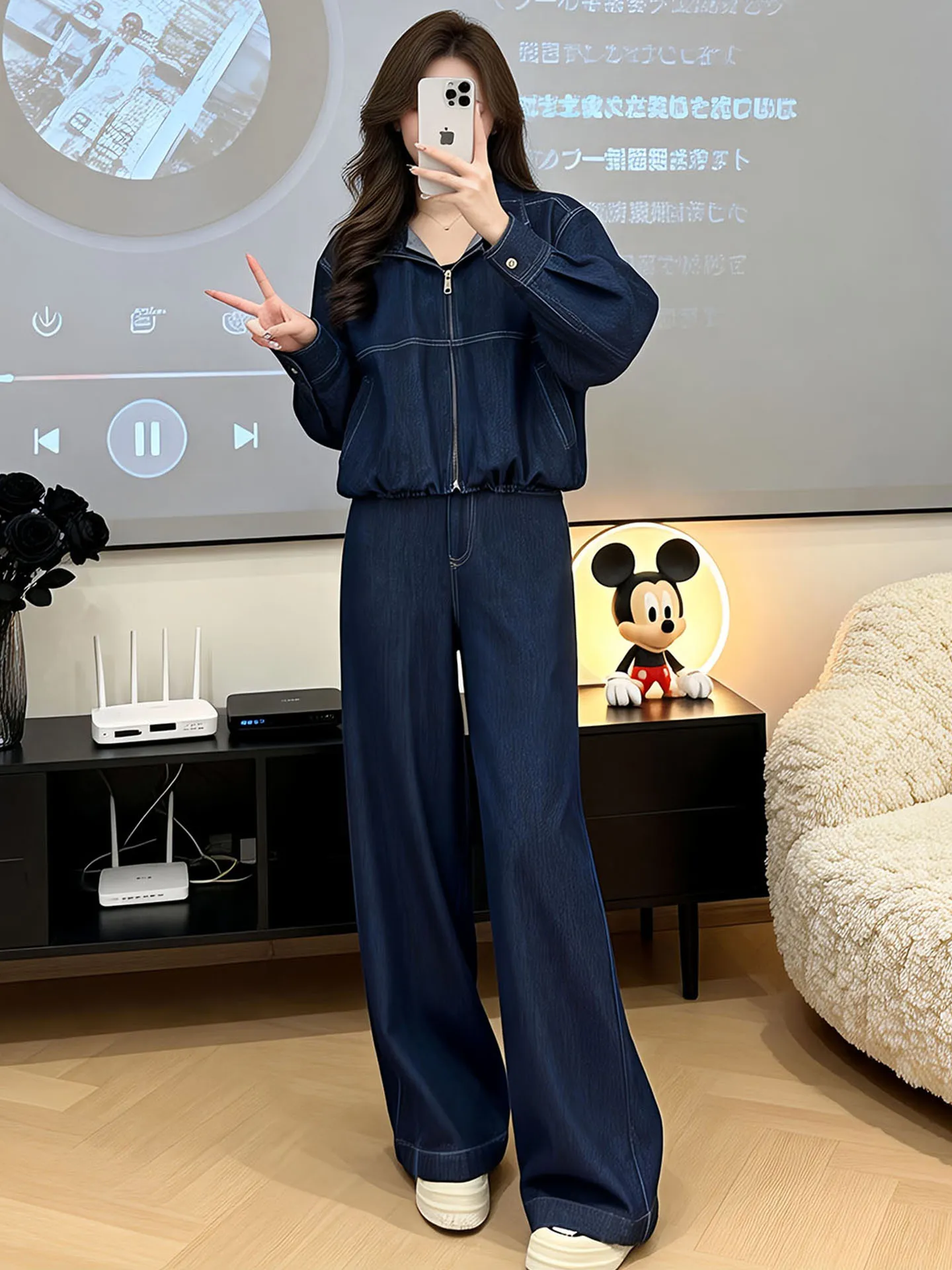 

Fashionable Casual Women's Set Spring Autumn New Style Spicy Girl Trendy Outerwear Wide Leg Pants Two Piece Set