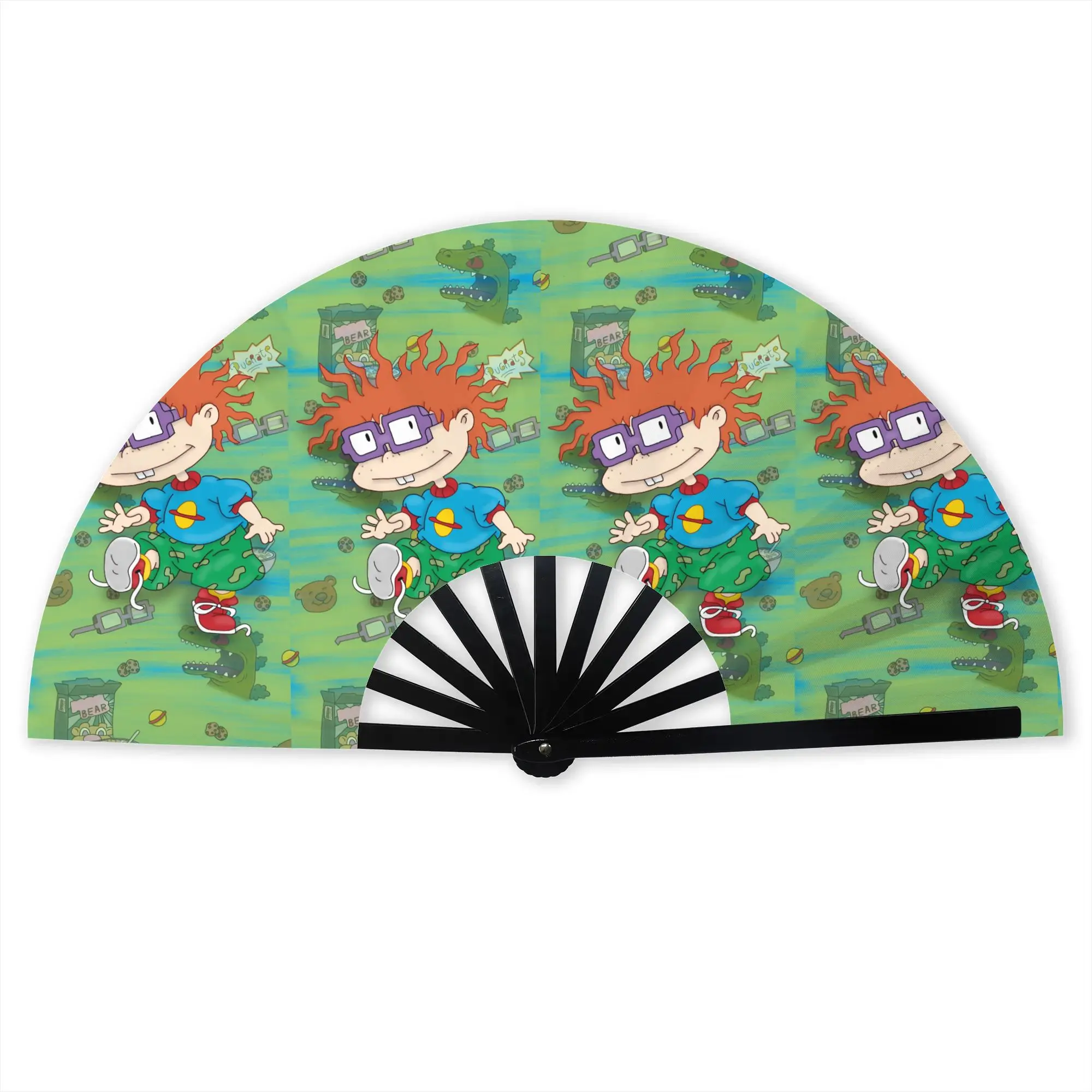 R-Rugrated Manga Movies Stylish Hand Fan Women  Printed Polyester Fan Aesthetic Costume Prop Folding Fans For Wedding Party Gift