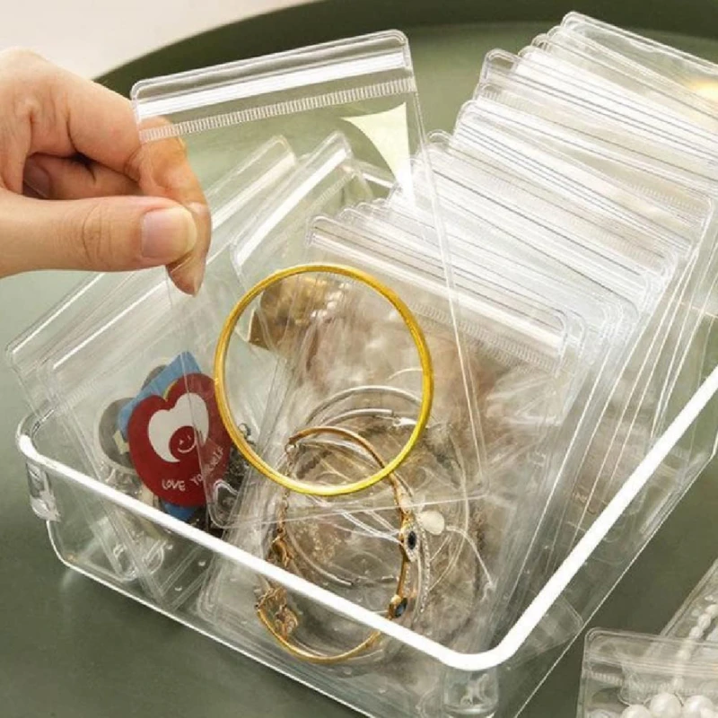 

100pcs Thicken PVC Jewelry Package Bags Transparent Anti-Oxidation Organizer Display Packaging Storage Self Sealing Pouches