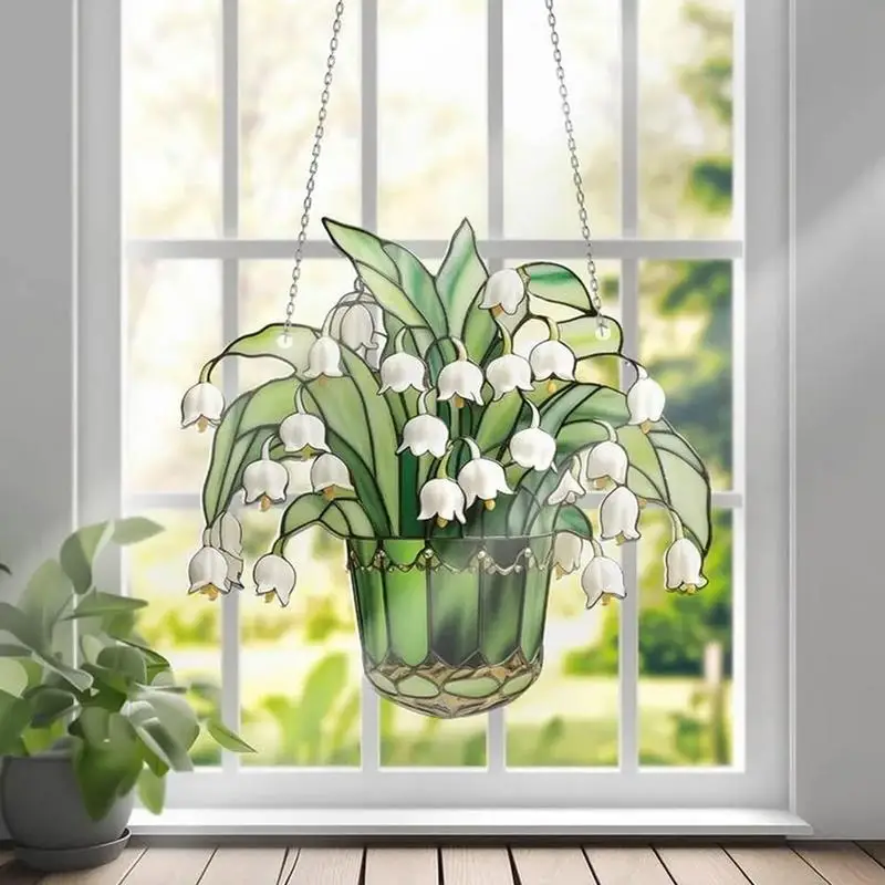 

Window Sun Catchers Versatile Lily Of Valley Stained Glass Suncatchers Bright Color Eye-Catching Window Decor For Any Room