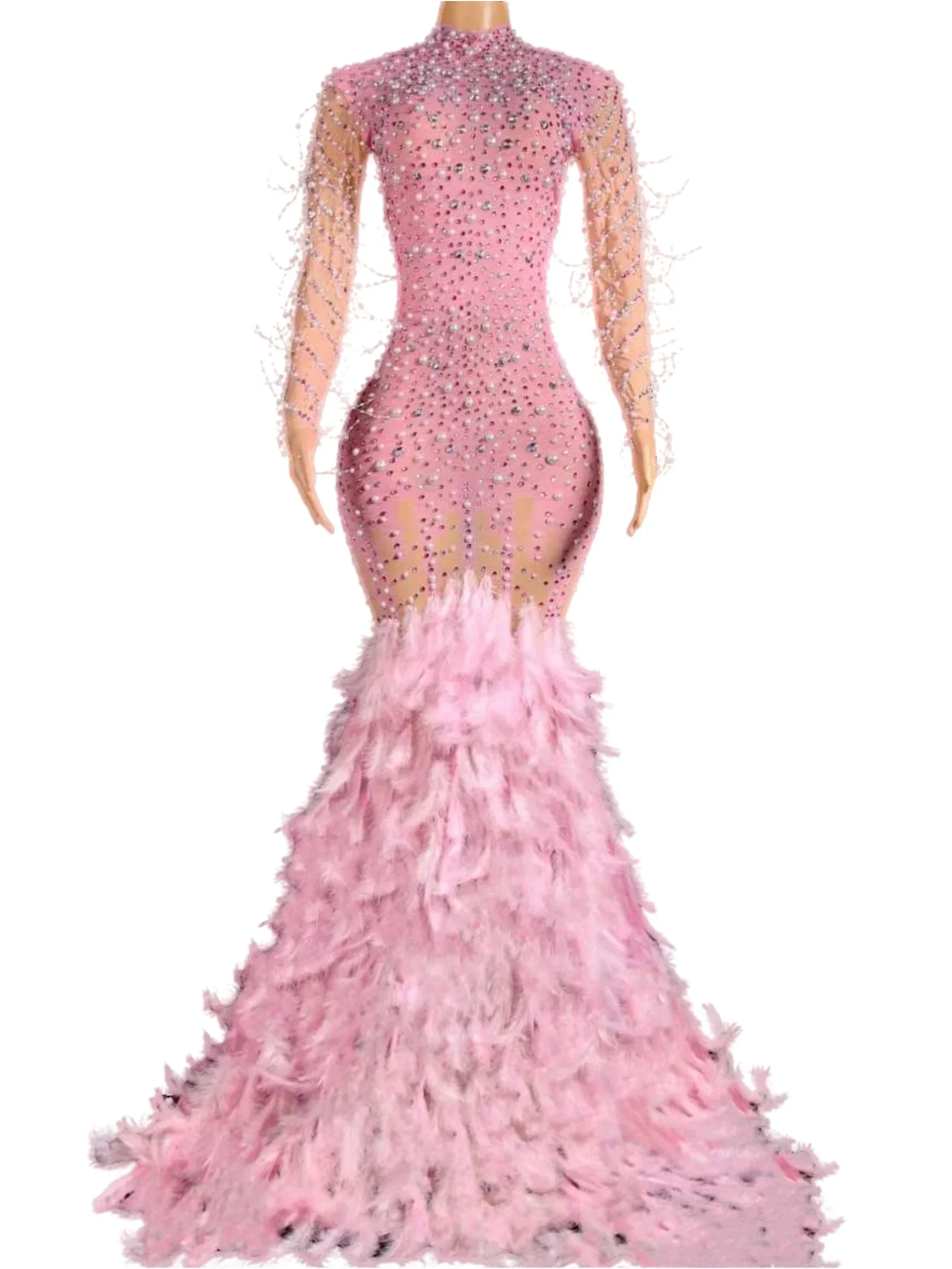 

Women Sparkly Hot Drilling Process Floor Length Rhinestone Club Night Performance Dress Celebrity Stage Outfits 2025