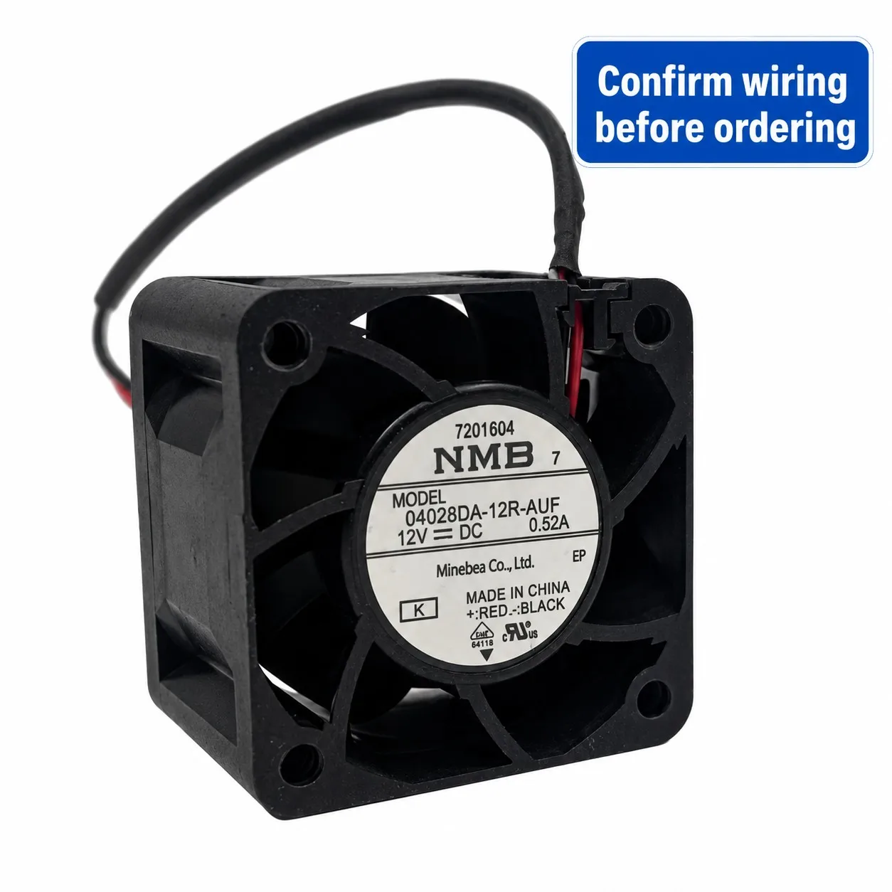 04028DA-12R-AUF Cooling Fan 40x40x28mm 4028 12V 0.52A PWM 4-Wire for NMB
