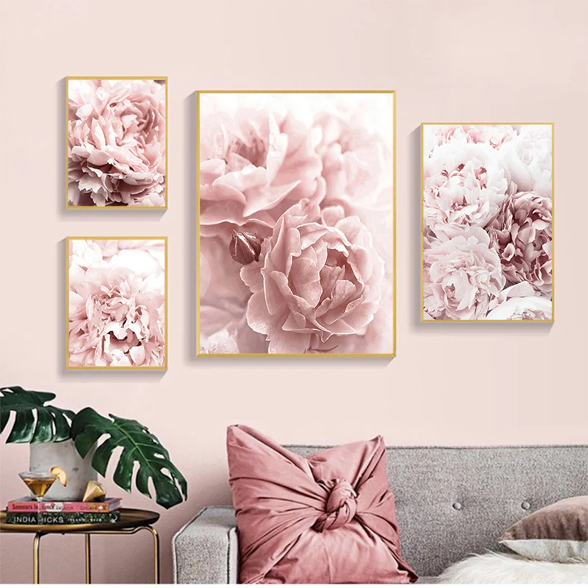 Picture Scandinavian Wall Art Picture Living Room Decor Flower Poster Peony Print Roses Wall Art Floral Art Canvas Painting Wall