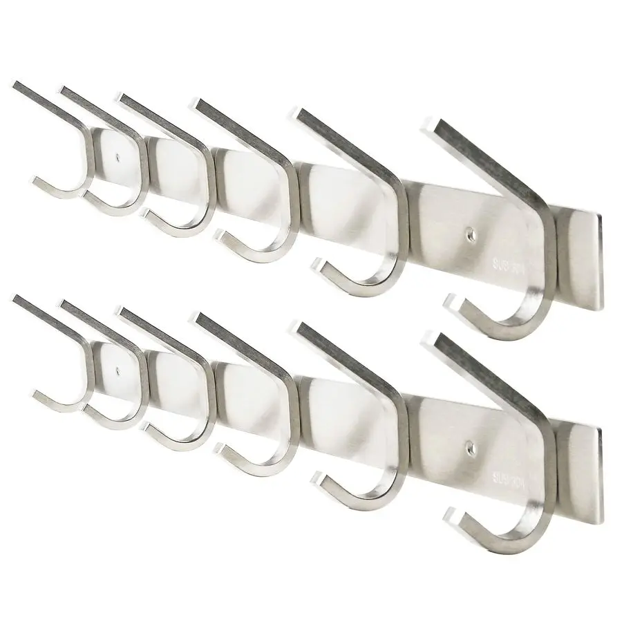 

2 Packs, Heavy Duty Stainless Steel 304 Hook Rail Coat Rack, Satin Finish, Great Home Storage amp Organization for Bedroom, Bath