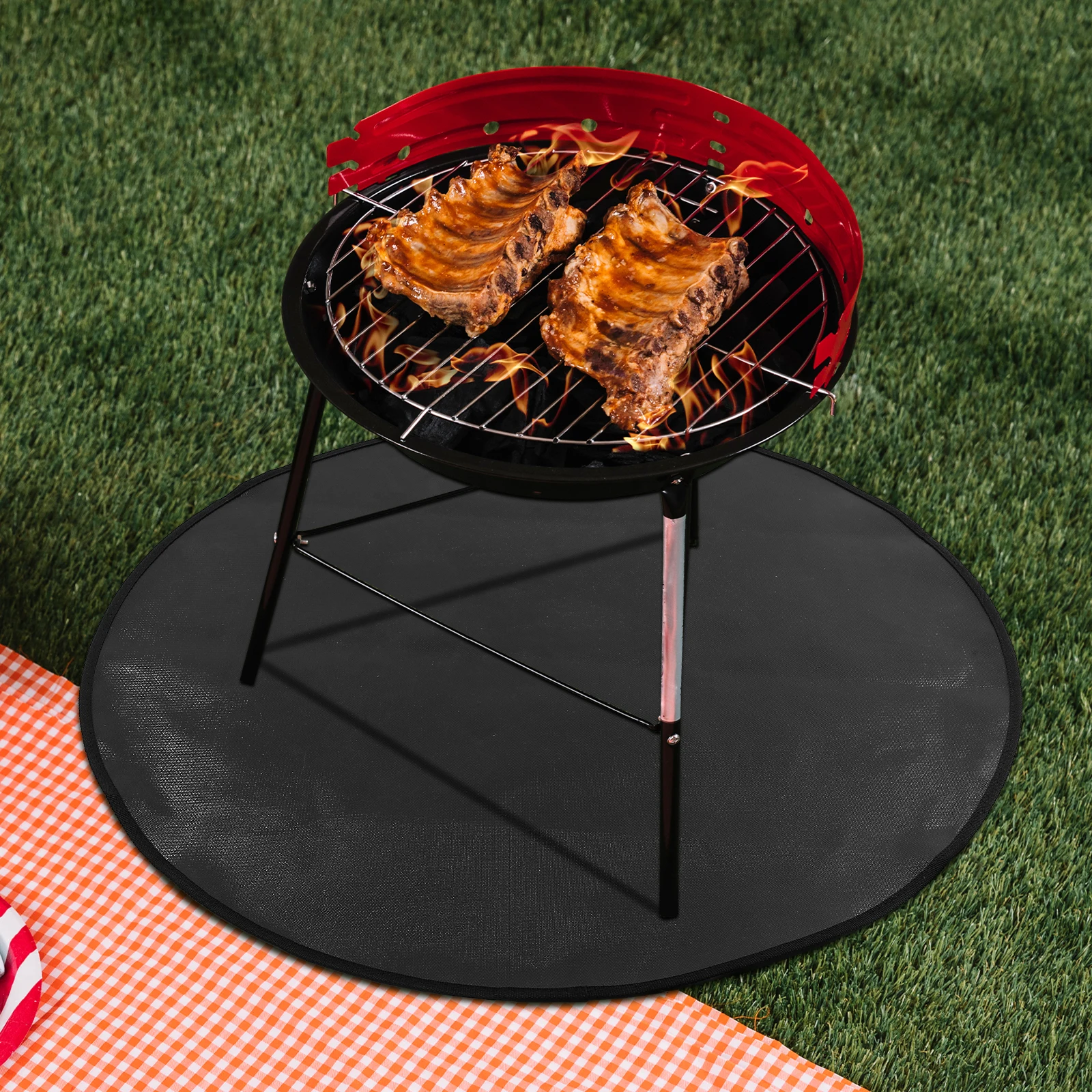 

Fireproof Mat Large Diameter Round Heat Resistant Fire Pit Mats Outdoor Grill Deck Protector Easy Storage Stain Resistant