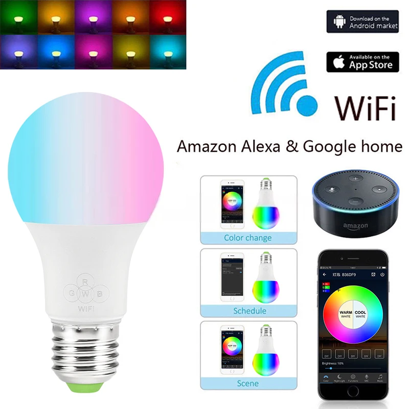 Smart WiFi Bulb RGBW Color-changing Support AlexaGoogle Voice Control Led Bulb Intelligent