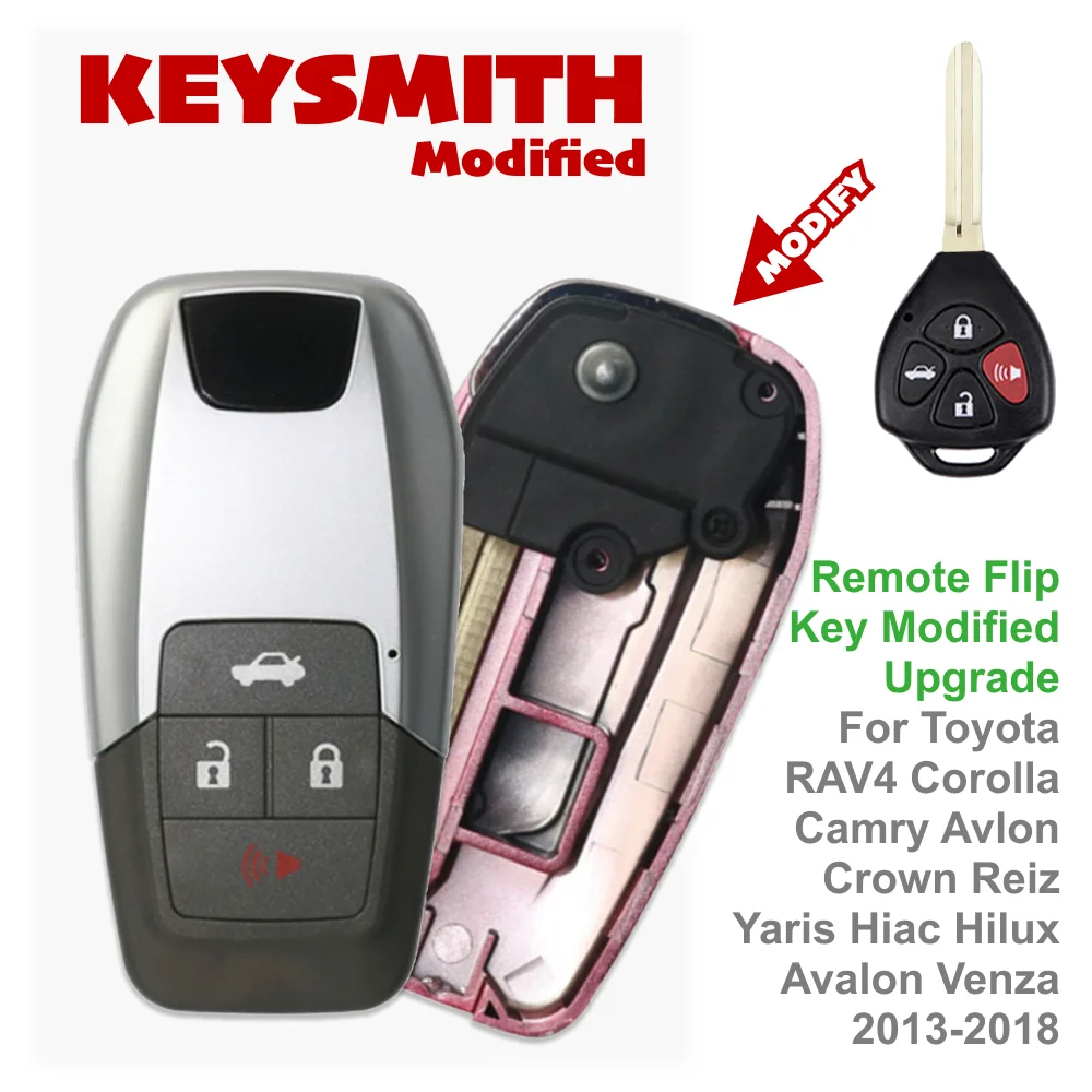 KEYSMITH Remote Flip Key Modified Upgrade Shell for Toyota RAV4 Corolla Camry Avalon Crown Reiz Yaris Hiace Hilux Venza 20132018