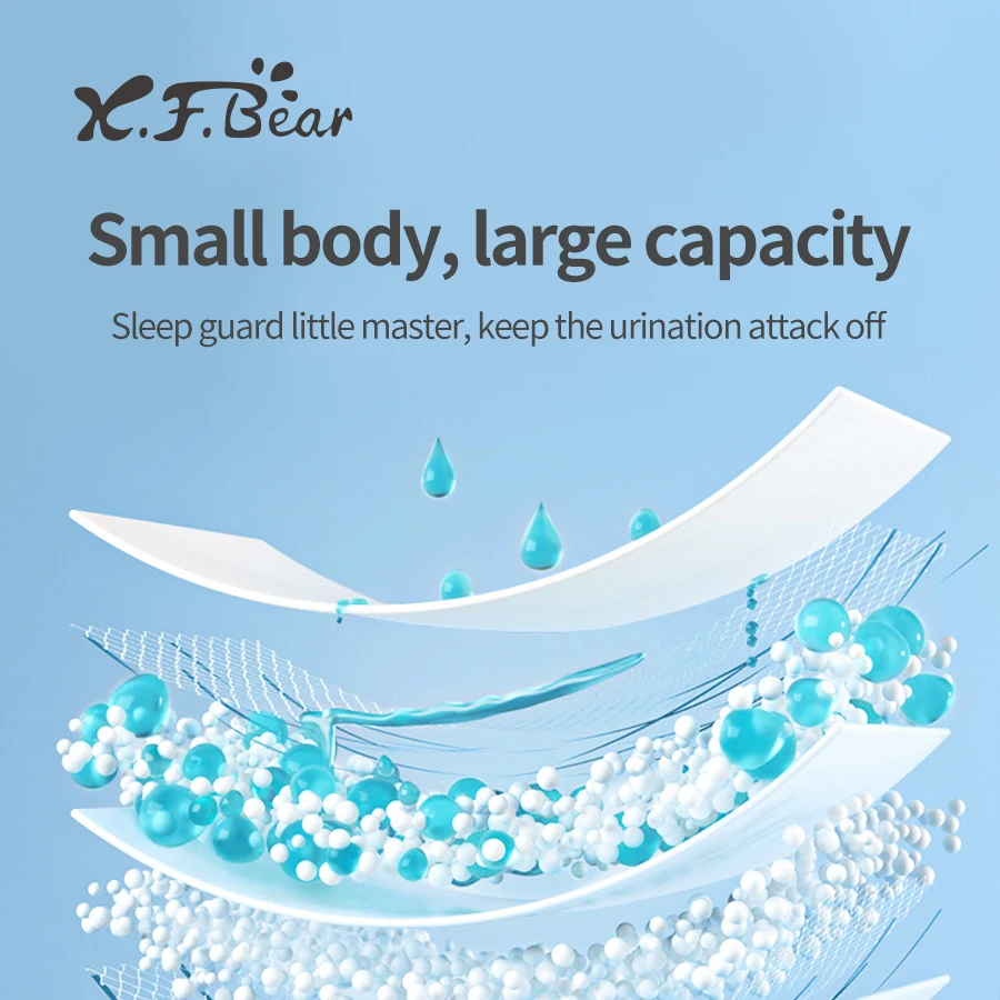 Pañal desechable para bebé Xiaofeixiong, agradable para la piel y suave, transpirable multicapa