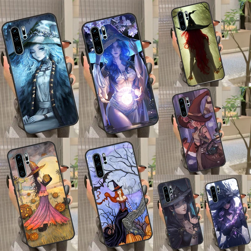 Halloween Witch Girl Art Case For Huawei Nova 11i 8i 7i 3i Y70 Y90 Y60 Y61 5T 9 10 SE P Smart Z P30 P40 Lite P60 Pro