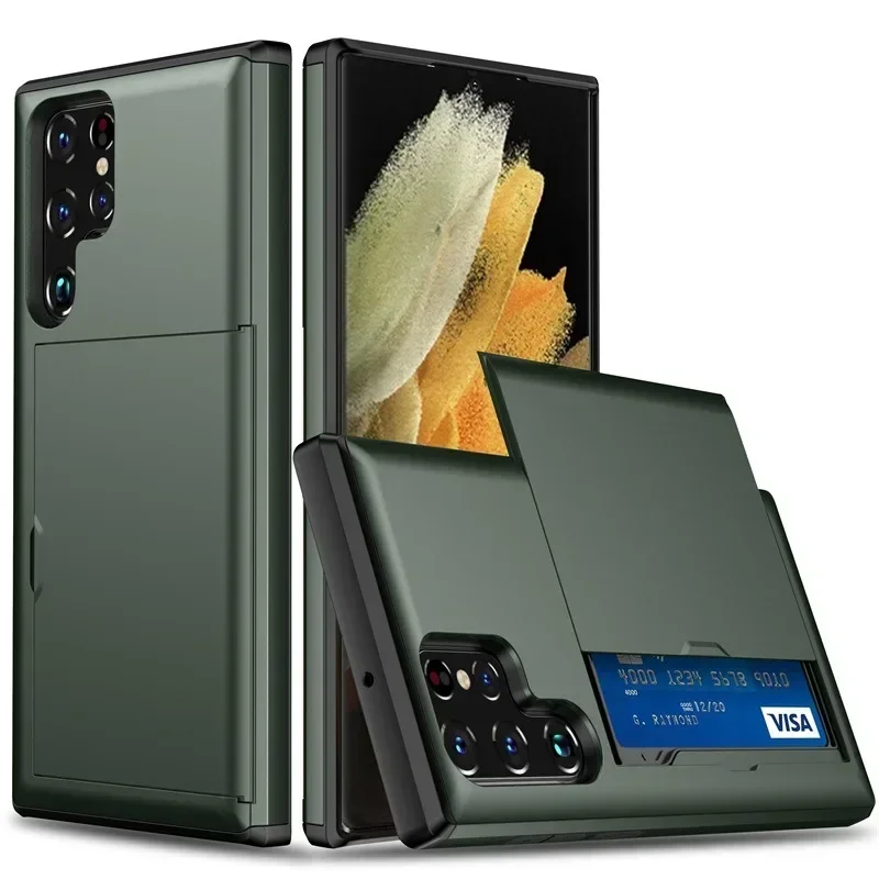 Abdeckung für Samsung Galaxy S24 S23 FE S25 Edge Plus Ultra A55 A16 A36 A56 5G Handyhülle mit Kartenhalter stoßfest Heavy Duty