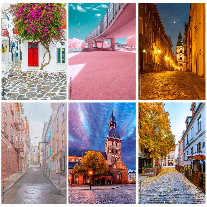 

Vintage European Street View Scenery Photography Backdrops Props Wedding Portrait Photo Backgrounds Studio 211229 JJD-08