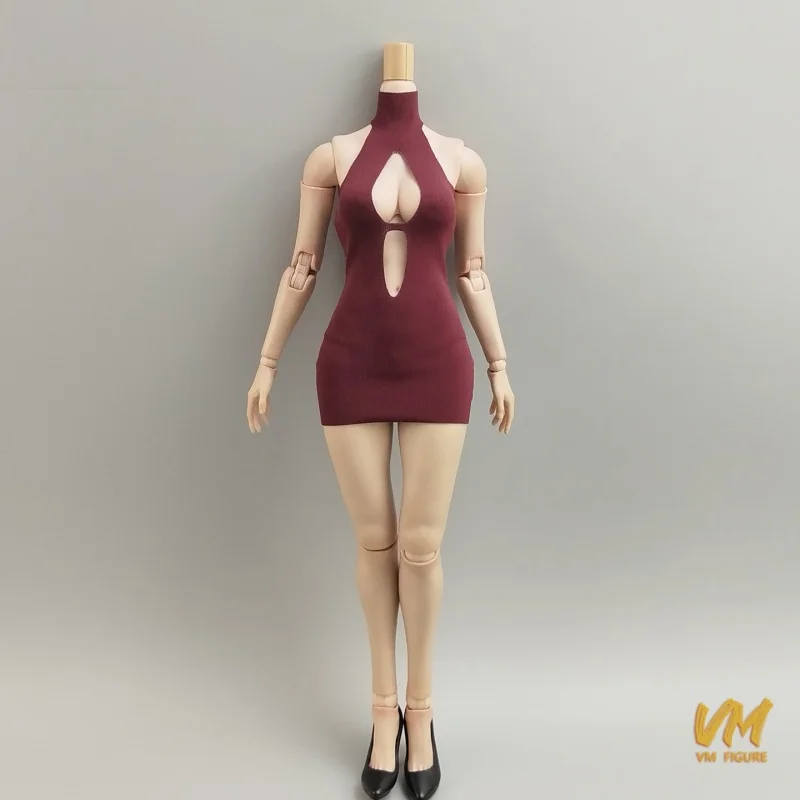 1/6 أنثى الجندي مثير الساخن عالية الرقبة مطاطا فستان قصير ضيق المنخفضة قطع فستان نموذج صالح 12 "عمل الشكل TBL AT210 الجسم دمية #3