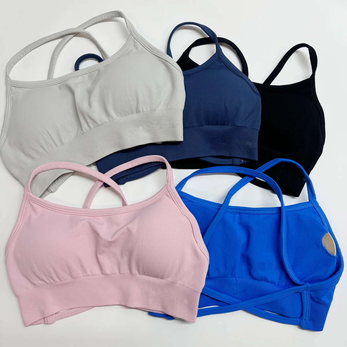 Dynamic Backless Sports Bra With Logo Women Seamless Yoga Top Bra Medium Support Padded Gym Crop Top Stretchy Fitness Sports Top