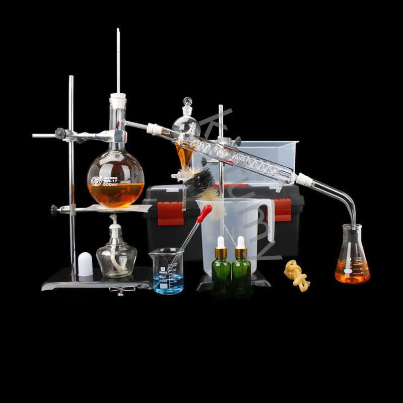 Essential Oil Distillation Kit Distillation Apparatus Distillation Condenser Distilled Water Purification Extraction Full Set