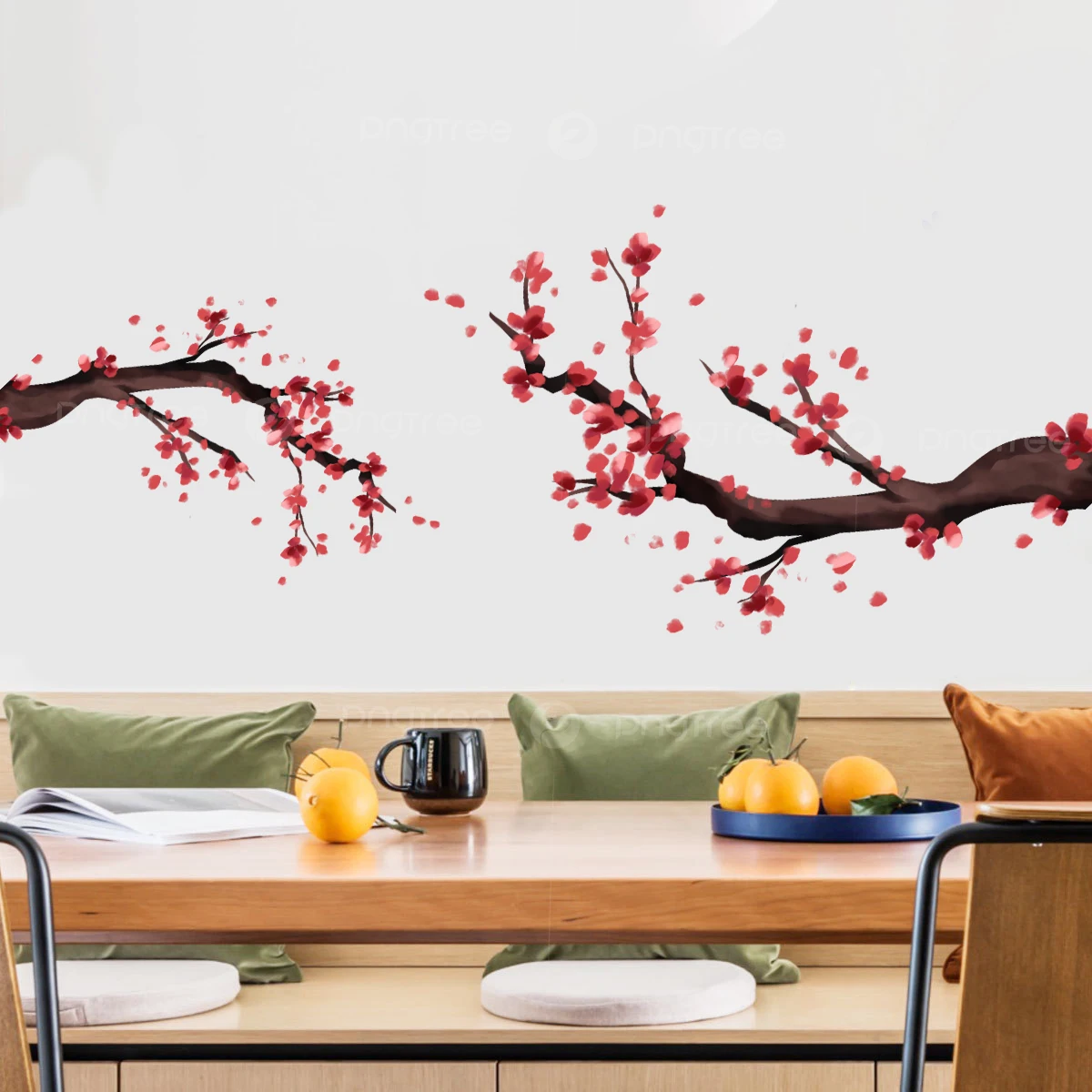 plum blossom ink painting Wall Stickers Children Baby Room Ceiling Roof Mural Home Decor Self Adhesive Wall Sticker