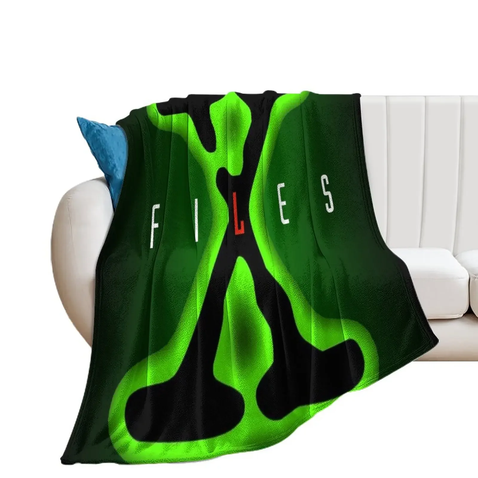 

X Files: Trust No One - Black/Green gradient background Throw Blanket Camping Flannel wednesday Vintage Blankets