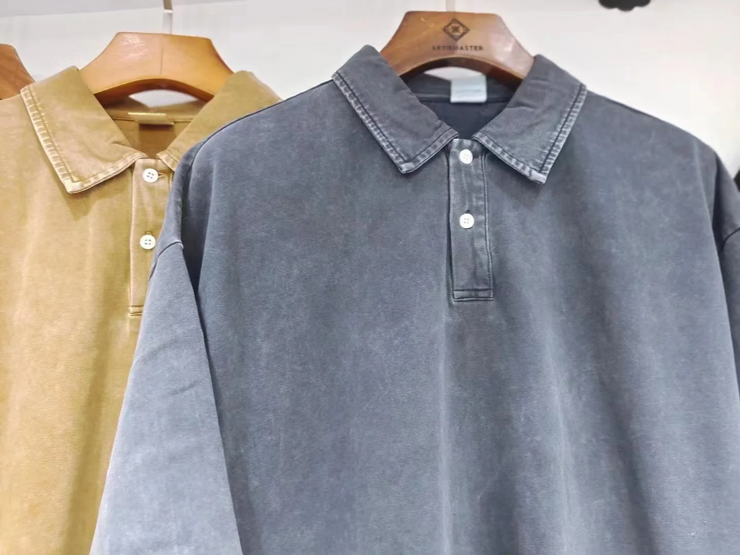 275g Lapel Polo shirt Oversized Acid Washed Tee Retro Punk T-shirt For Men's Women's 100% Cotton Harajuku Casual Streetwear Top