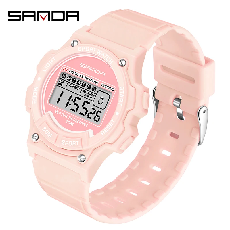 SANDA-reloj Digital electrónico para mujer, pulsera de lujo con LED, resistente al agua, deportivo, 6020