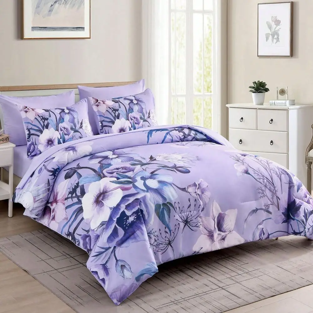 

Комплект постельного белья с цветочным узором: желтый, аквамариновый, темно-синий, для кроватей размера Queen и King, в комплекте с пододеяльником, с ботаническим цветочным принтом, из мягкой микрофибры