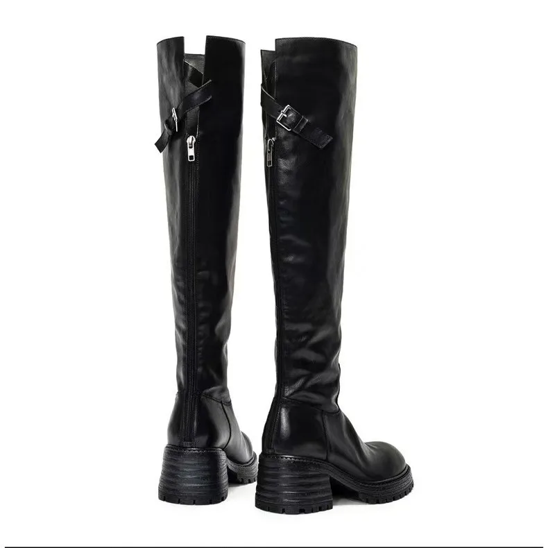 Coarse heeled high heeled boots for women 2026 winter new item  long leg over the knee knight boots