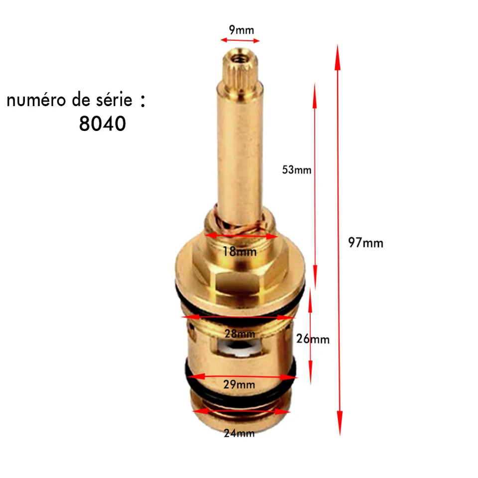 Cartouche Robinet Douche Longue Tige Cuivre - Compatible La Plupart Robinets, Débit Fluide