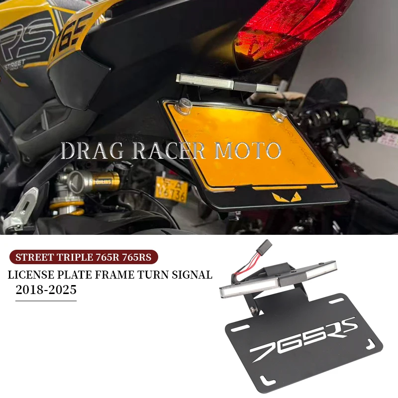 

Motorcycle Accessories Turn signal License Plate Holder Bracket Rear Tail Frame Fender For Street Triple 765R 765RS 2018-2025