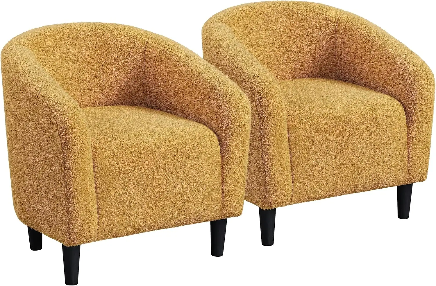 Accent for Living Room, Furry Barrel Set of 2, Sherpa with Soft Padded Armrest, Club for Bedroom Wai