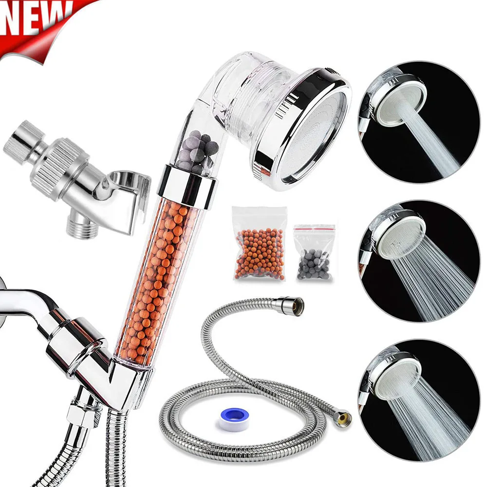 Three-function shower set for foreign trade filtering and pressurizing handheld shower head with three spray modes