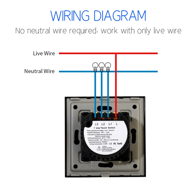 Bingoelec Wall Touch Switch Home Wall Switch Light Switch with Crystal Glass Panel Power Sensor Switch Home Improvement