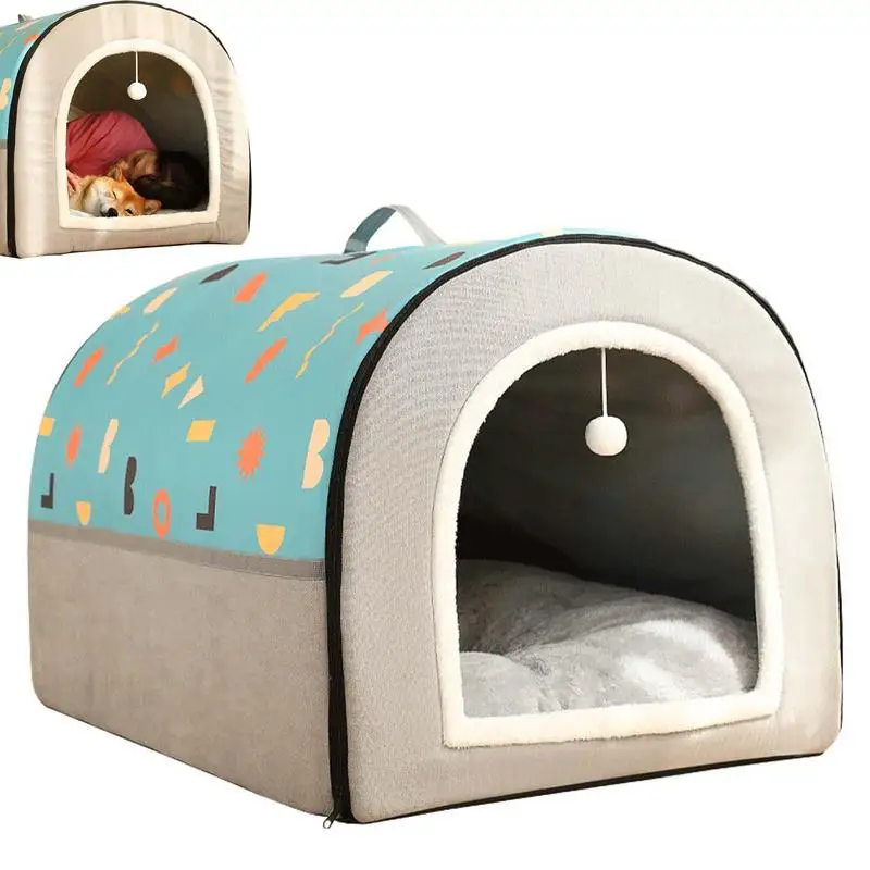 

Indoor Cat Tent Washable Dog Bed Non-slip Puppy House Comfortable Pet Nest With Removable Cushioned Pillow Semi-Closed Geometry