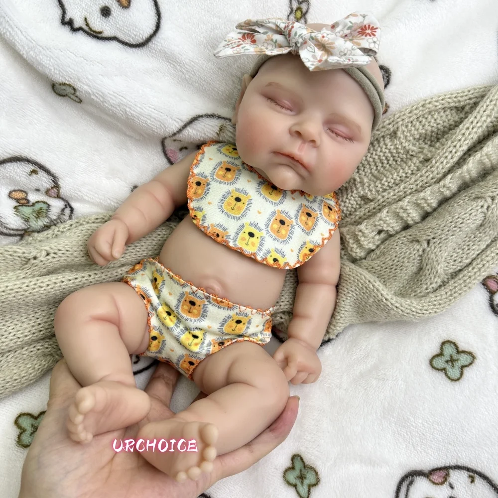 Mini 12-calowa Lalka Reborn dla Dziewczynki Brzoskwiniowa Pulchna Całe Ciało Silikonowa Elastyczne Ruchome Ciało Realistyczne Detale Prezent na Boże Narodzenie Zabawka dla Dzieci