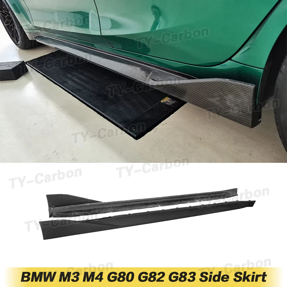 Real Carbon Fiber Car Side Skirt Extensions Rocker Fit For BMW M4 G82 G83 M3 G80 Sedan Car Styling Sideskirts 2 PCS / Pair 2021+