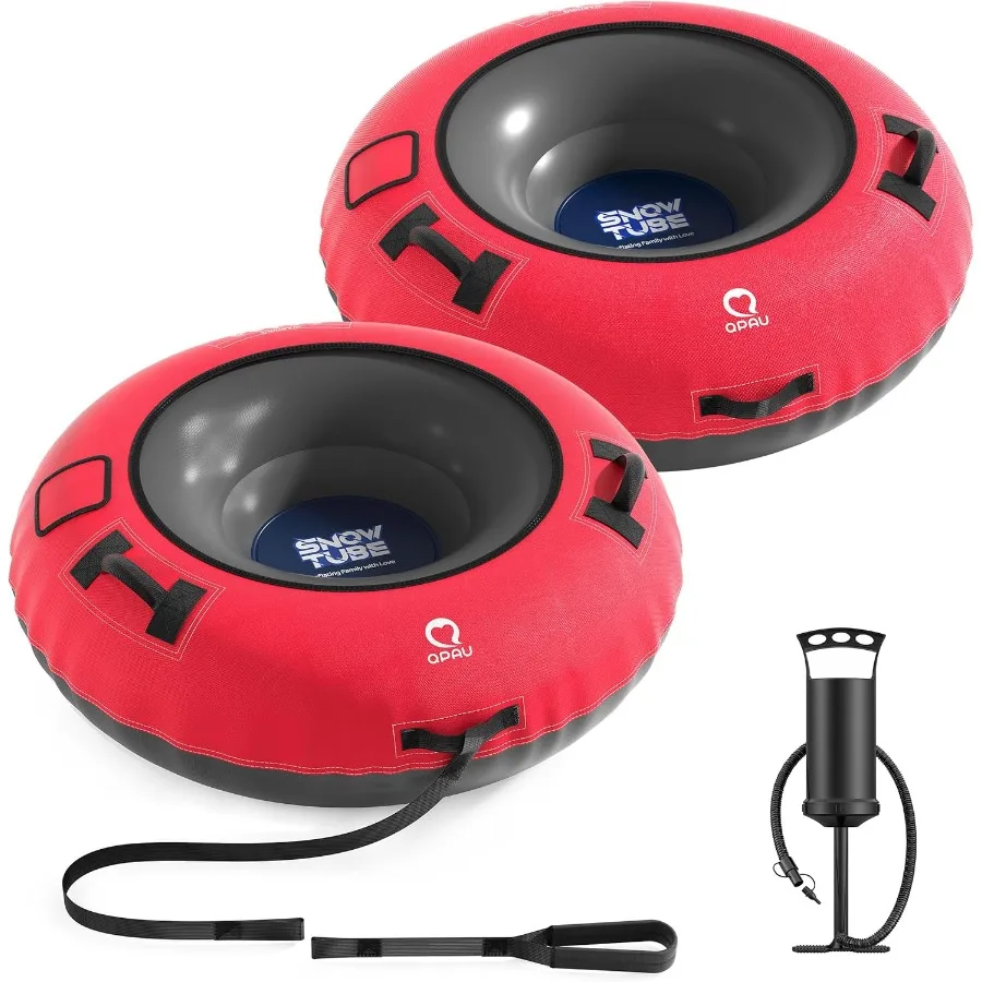 Tubo de neve inflável de 48 '' com capa de lona premium, 2 pacotes para adultos, brinquedo divertido de inverno ao ar livre resistente com bott engrossado