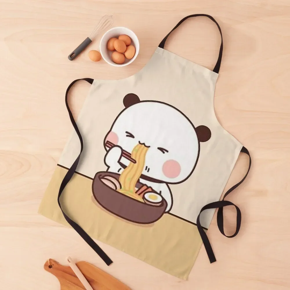 

Panda And Brownie Bear Couple,Panda eats ramen Apron household woman Women's Home Clothes Apron