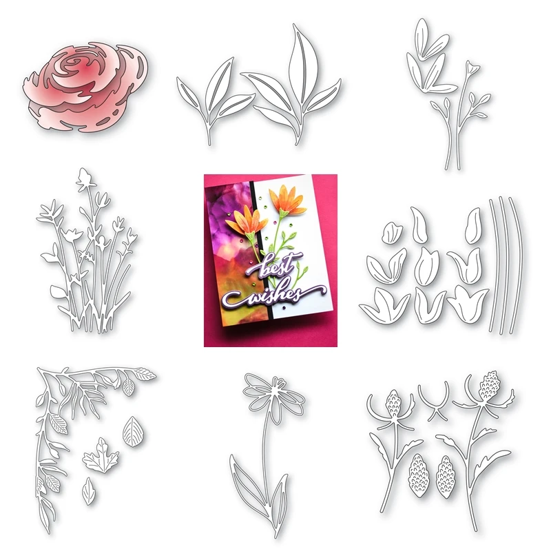 Wayfarer Leaves Spring Layered Tulips Rose Metal Cutting Dies for New February 2023 Scrapbooking Frame Card Craft Supplies