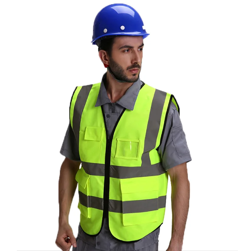 Orange safety vest reflective company printing logo security vest reflective vest pockets 