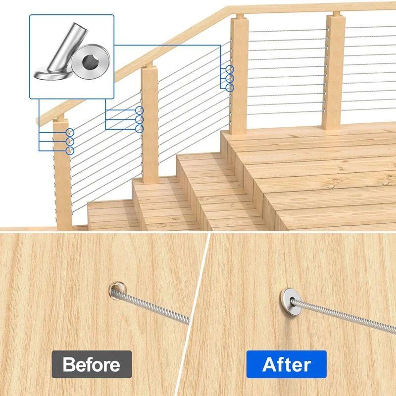 【Hot Cake】40Pack 30 Degree 3/16In Angle Beveled Protector Sleeves, Wood Post Protector For 1/8In 5/32In 3/16In Stair Cable Raili