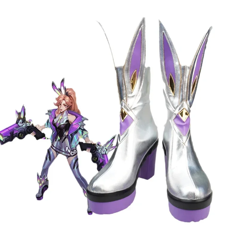 Game Cosplay Shoes LOL Battle Bunny Miss  Women Fortune High Boots Heels Halloween Party Accessories Customization Cheap Sexy