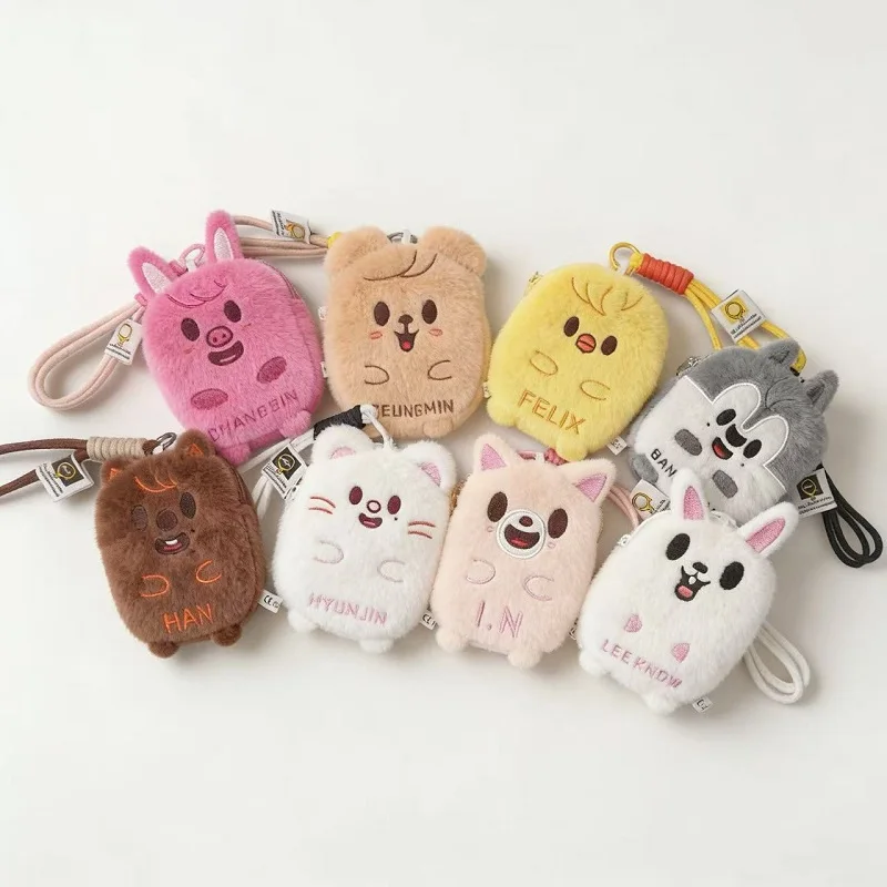 

SKZOO 2026 Latest Cartoon Plush Pencil Bag Makeup Bag Portable Cute Wallet Coin Bag Cartoon Bear Star Essential Gift