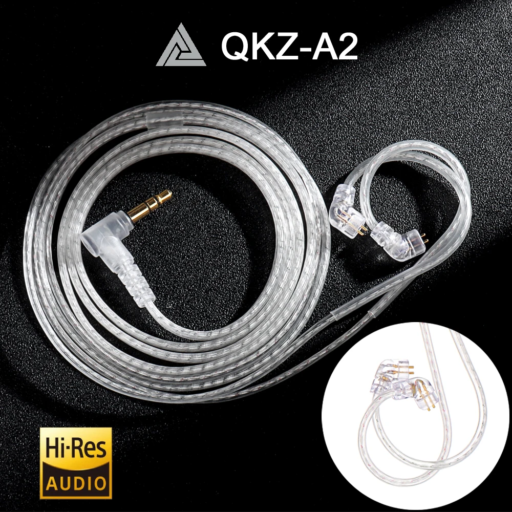 QKZ A2 Earphone Cable QDC Type 3.5mm HiFi Wired Headphone Replacement Upgraded Plated Cord for KZ EDX PRO ZSN ZS10 Ultra TRN CCA