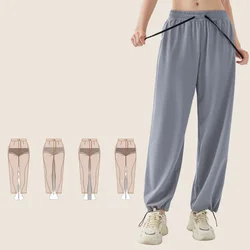 Drawstring Jogger Running Pants for Women with Pockets Stretch Cargo Yoga Trousers High Waist Jogging Sweatpants Winter