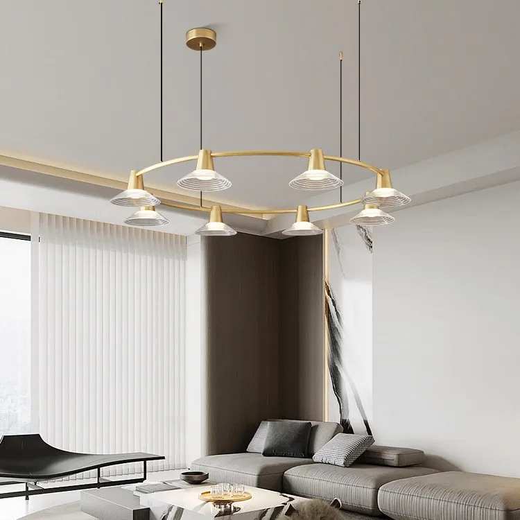 

All Copper Light Luxury Italian Living Room Chandelier Main Lamp High-end Dining Room Atmosphere Bedroom Room Lamp