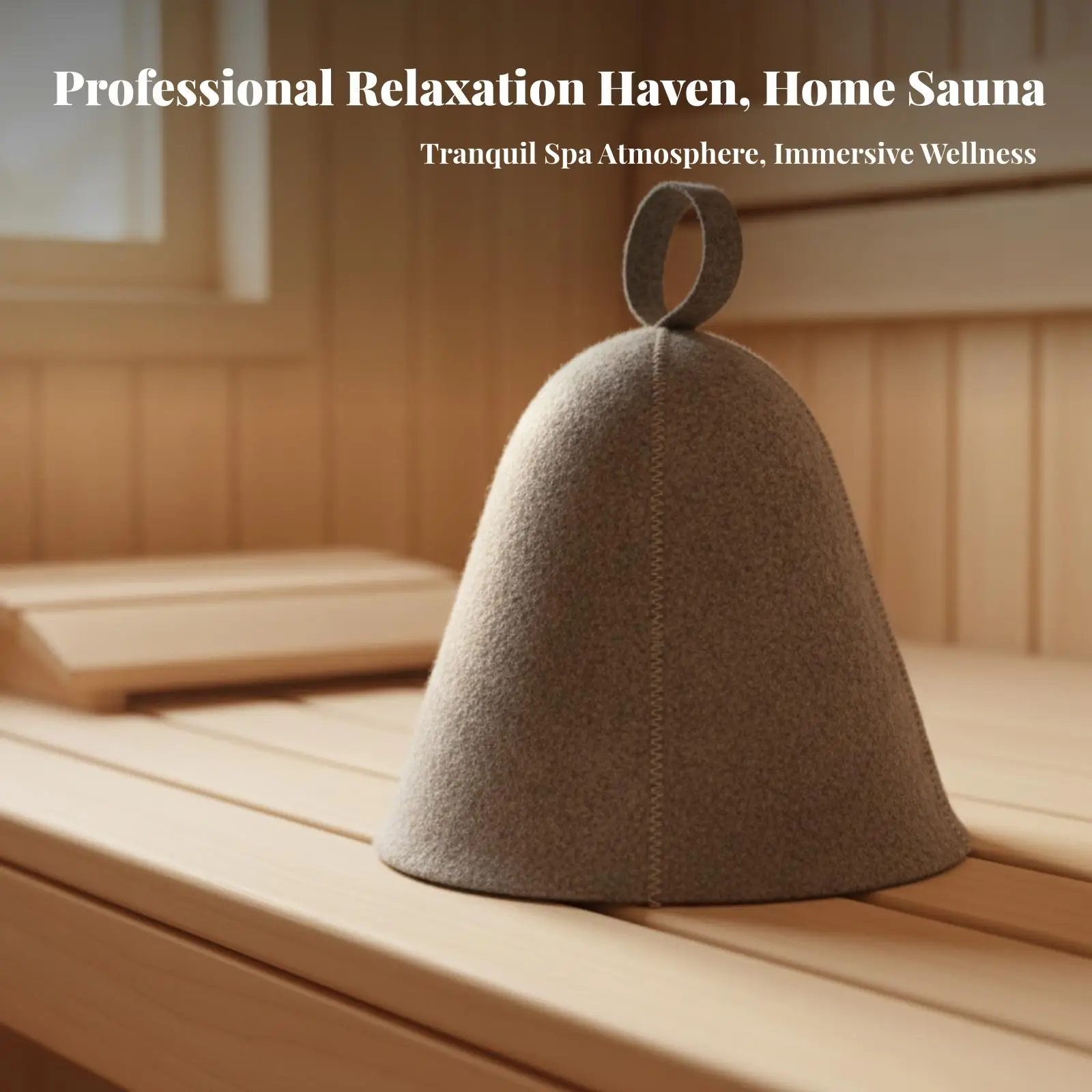 Lightweight Felt Bath Hat for Sauna and Steam Room Thermal Insulation Cap with Top Loop for Drying Versatile Spa Use