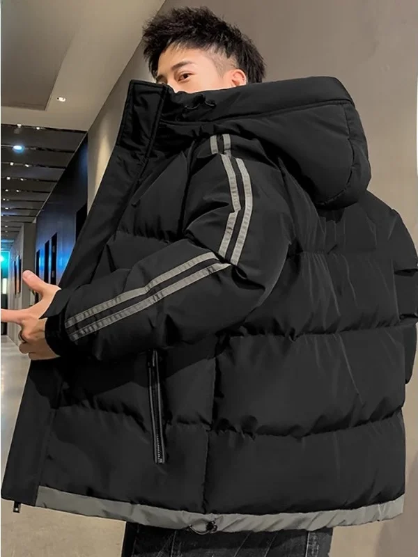 

Men's Thiened Fce Lined Cotton Jaet Trendy Workwear Durable down Cotton Coat Stand Fit Zipper Closure Busin Casual