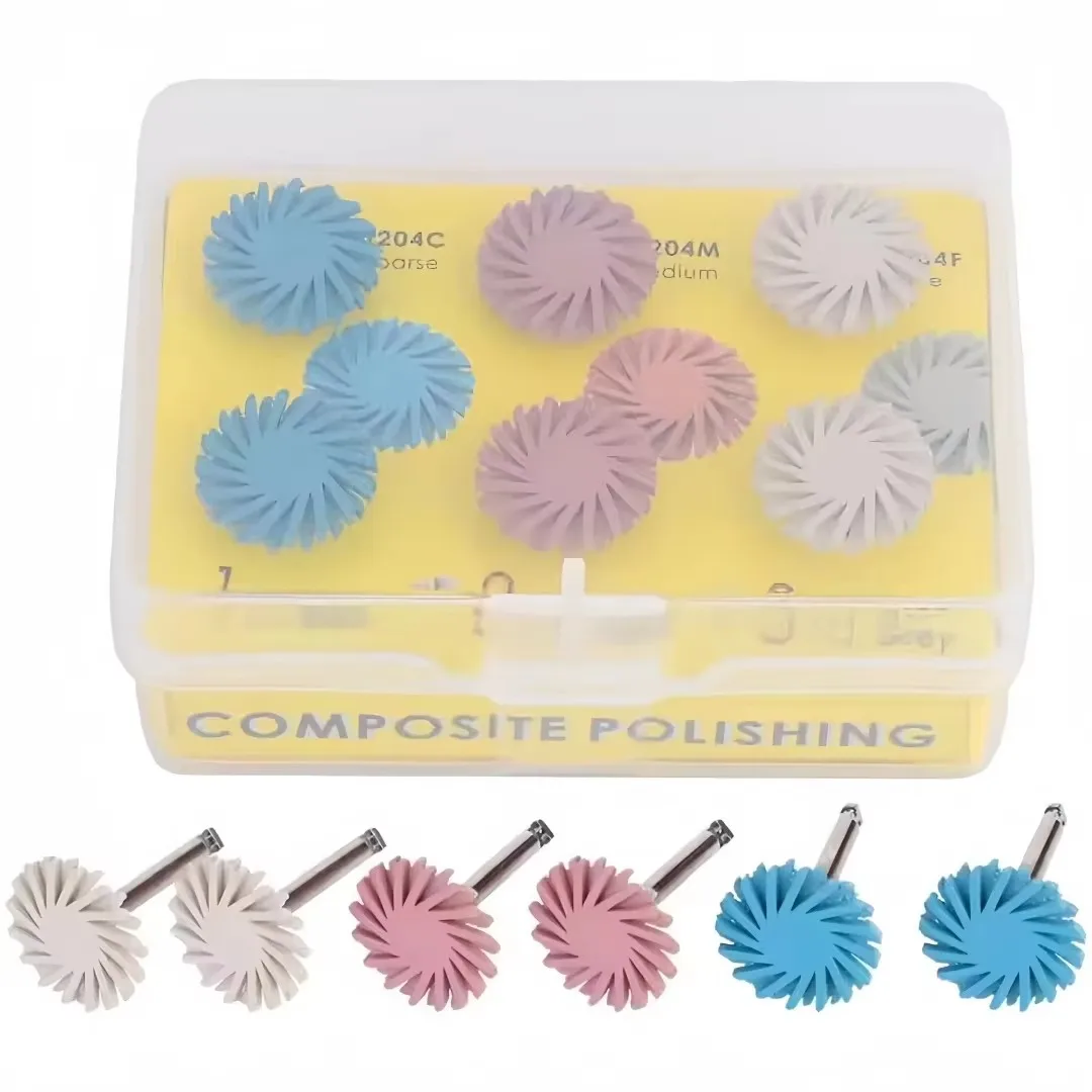 6Pcs Dental Self-glazing Polishing Kit Resin Restoration Polishing Discs Durable Spiral Polishing Wheels Smooth Finish 3 Colors