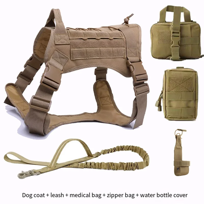 

A19F-Large Dog Collar Harness And Leash Set Pet Training Vest Adjustable Harness