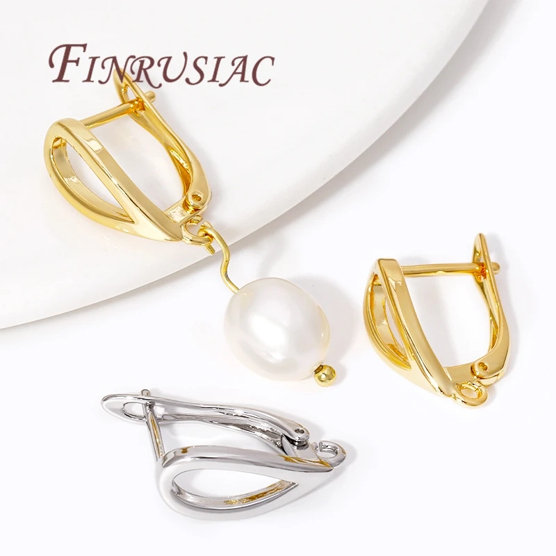 Trendy French Earring Hooks Clasp Accessories For Earrings 18K Gold Plated Earwires Fasteners Findings For DIY Women\'s Jewelry