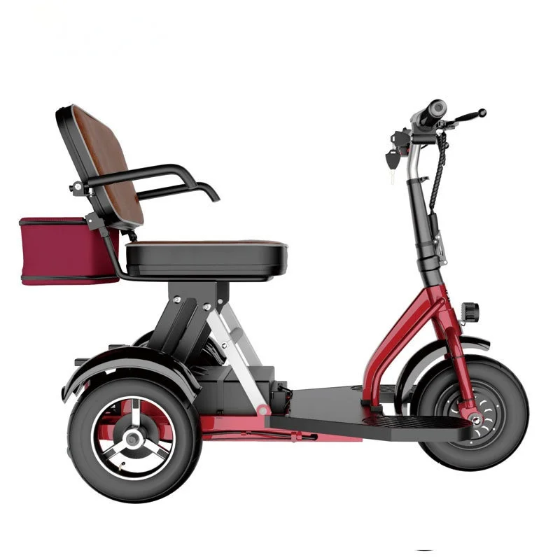 Elite 48V 300W 20Ah 20km/h 55km Range Drum Brake Alloy Folding Electric Mobility Tricycle for Seniors Disabled Leisure Shopping