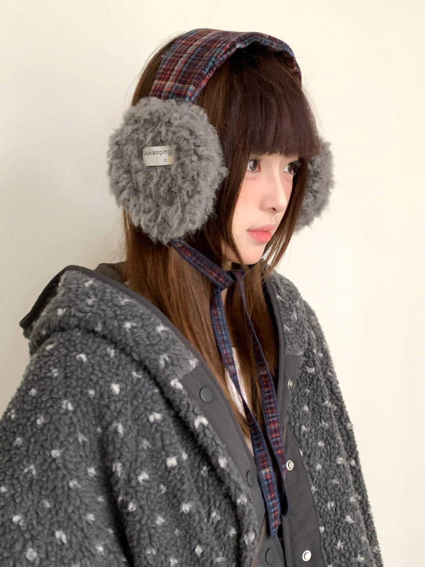 الرجعية منقوشة غطاء للأذنين للنساء نمط الشتاء الجديد للخارجية حماية الباردة سميكة غطاء للأذنين الدافئة مع الأشرطة ل #1