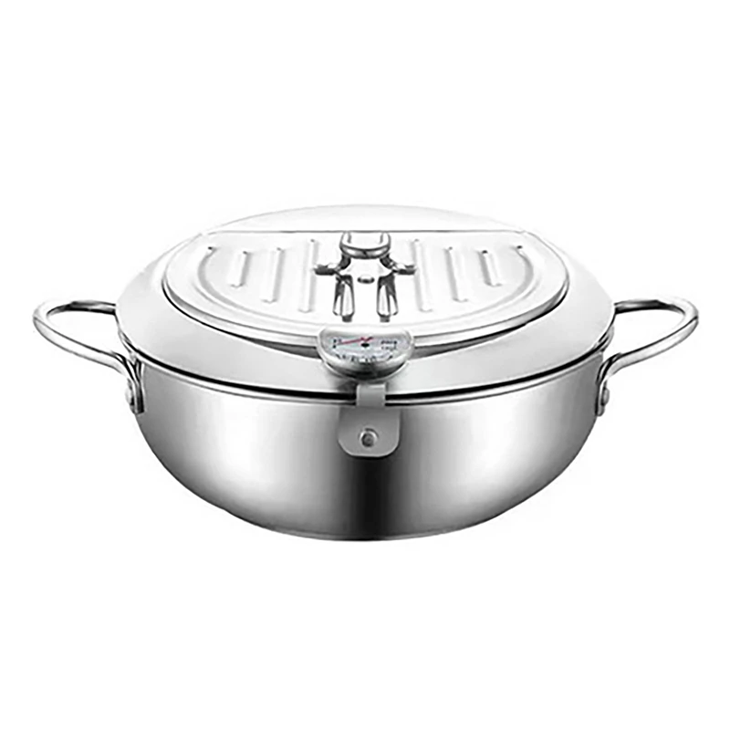 

Frying Pans 304 Stainless Steel Pot Japanese Deep Fryer Kitchen Deep Frying Pot Temperature Control Without Oil Cookware